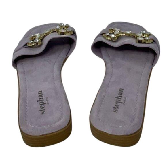 Stephan Paris Lilac Slides Size 9 – Bridal Brunch Summer Sandals New - Picture 4 of 6